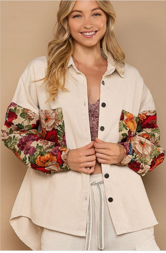 Floral tapestry jacket.