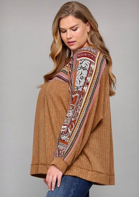 Camel print mix plus top 0107