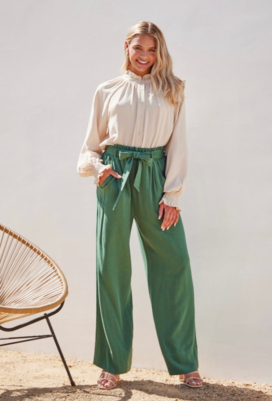 Green linen Pant/Trouser