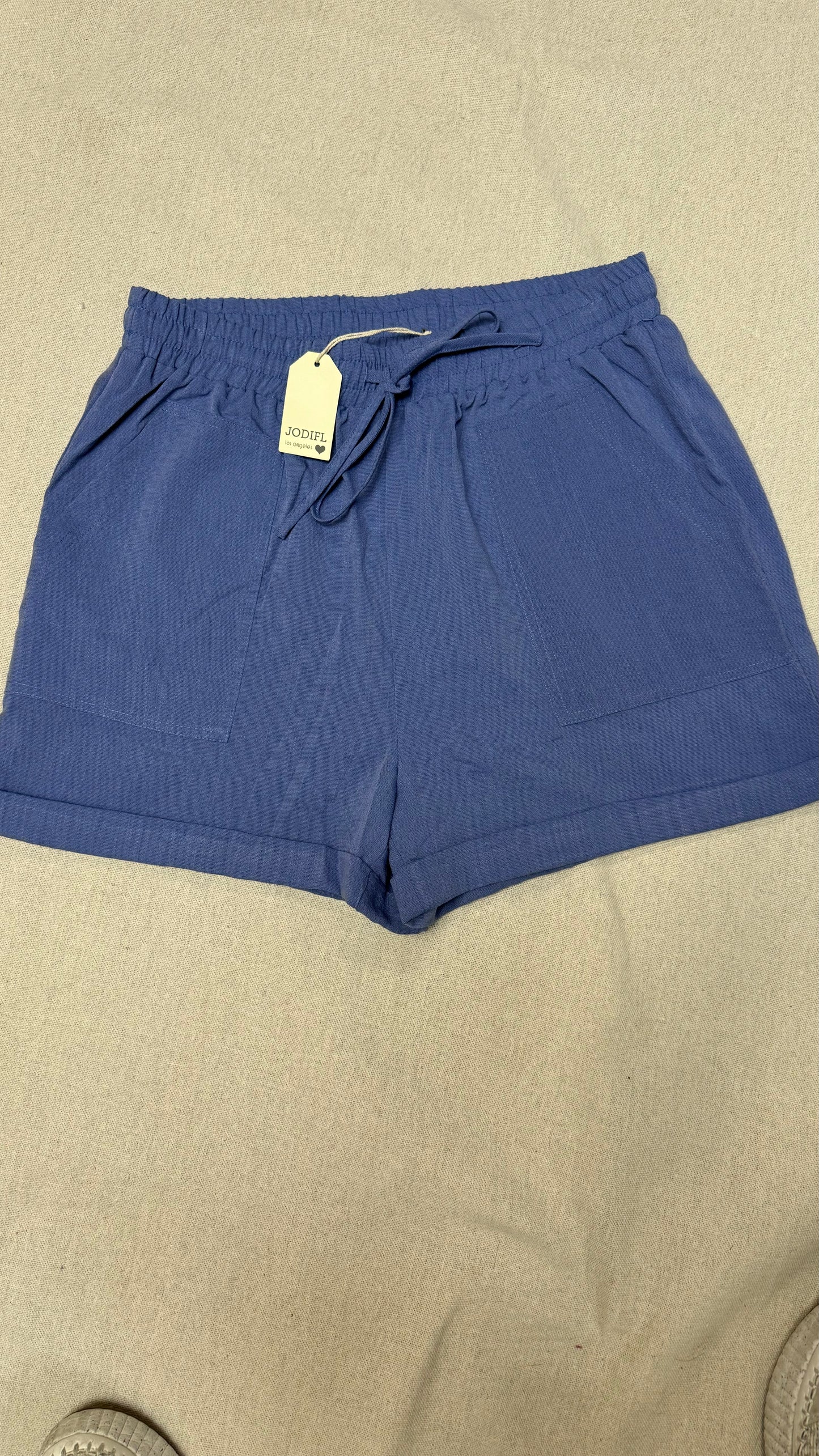 Blue linen shorts