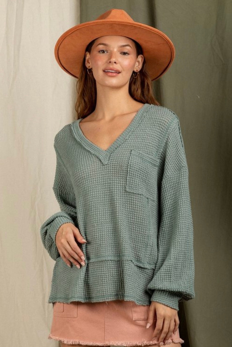 Sage Thermal Knit Top 0126