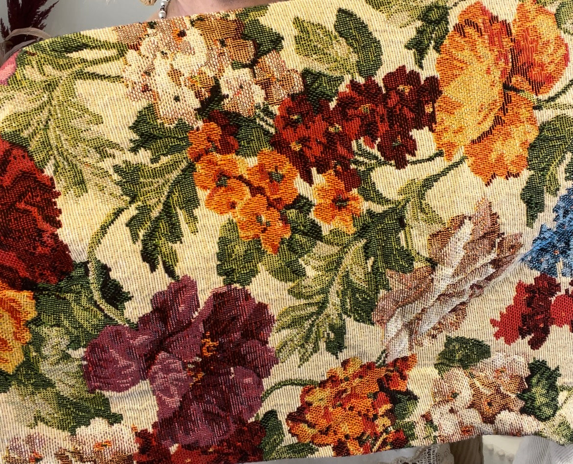 Floral tapestry jacket.