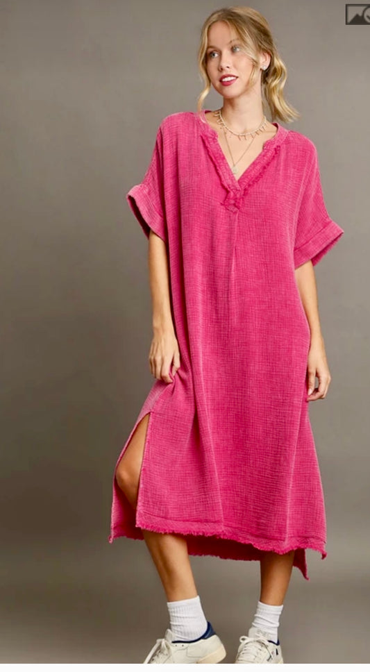 Pink mineral washed dress